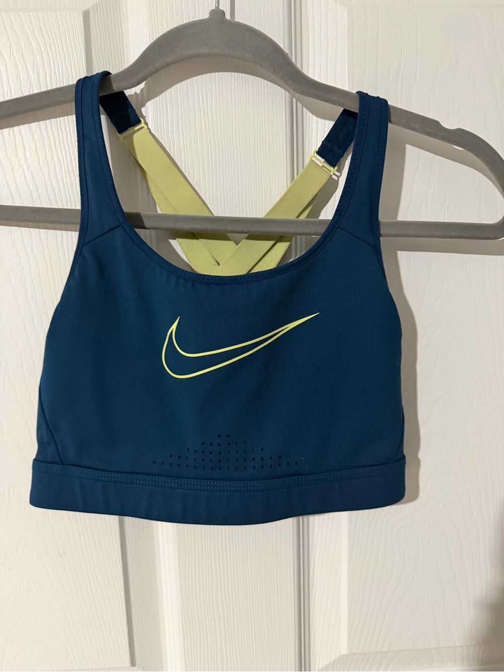 Nike Women's Deep Teal Sports Bra with Lime Accent